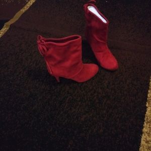 Women red booties